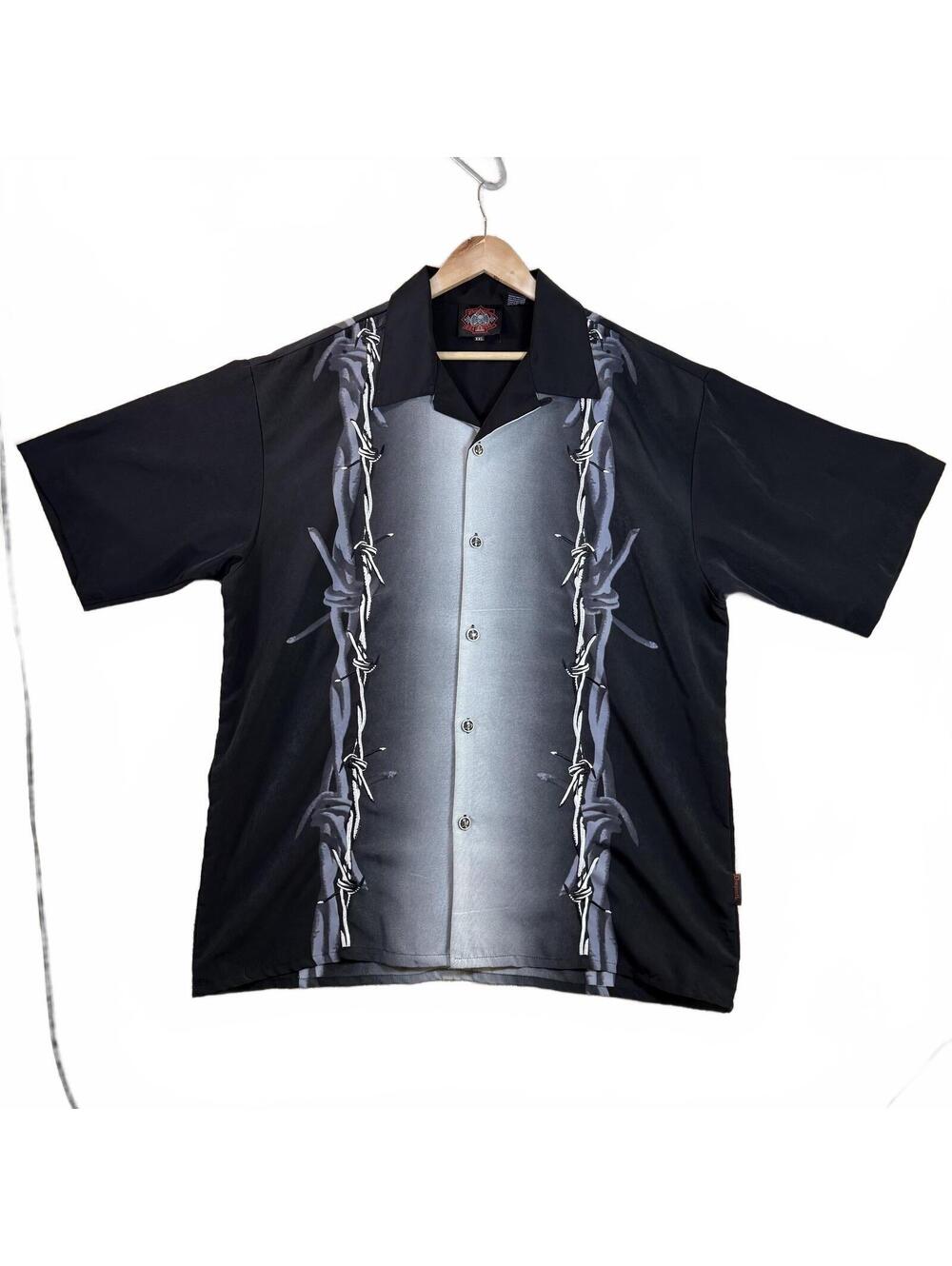 Y2K Dragonfly Roadhouse Barbed Wire Button Up XXL